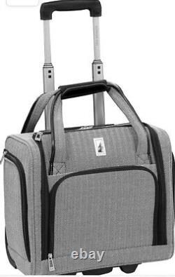 New London Fog Newcastle 4pc Lightweight Luggage Set Black White 8 Wheel Spinner