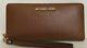 New Michael Kors Jet Set Large Travel Continental Wallet Leather Luggage