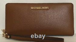 New Michael Kors Jet Set Large Travel Continental wallet Leather Luggage