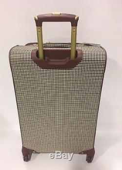 New Nicole Miller 4 Pc Brown Houndstooth Expandable Luggage Set $1000 Spinner