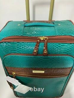 New Samantha Brown Embossed 3pc Luggage Set Peacock / Camel Ombre