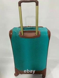 New Samantha Brown Embossed 3pc Luggage Set Peacock / Camel Ombre