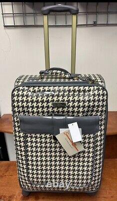 New Samantha Brown Houndstooth 2 Piece Set 20/tote Charcoal Cream Color Spinner