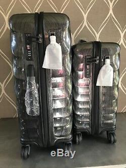 New Tumi 19 Degree 2 pc Luggage Set Shiny Metallic Black Shorth Trip & Carry-On