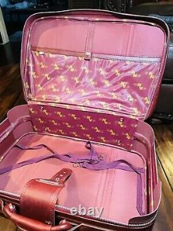 New Vista Vintage Leather 20 And 22 Suitcase Luggage Set Of 2 Red Burgundy