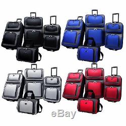 New Yorker 4-Piece Light Expandable Rolling Luggage Suitcase Tote Bag Travel Set