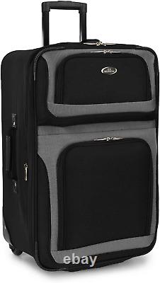 New Yorker Lightweight Softside Expandable Travel Rolling Luggage Set, Black/Gre