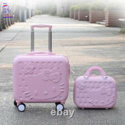 New women Hello Kitty Roller Trolley Luggage Toiletry cosmetic box case bag set