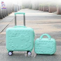 New women Hello Kitty Roller Trolley Luggage Toiletry cosmetic box case bag set