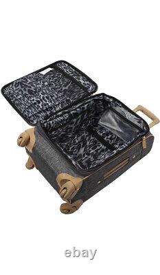 Nicole Miller Softside Expandable lightweight suitcase Set, 3PC, Paige Silver