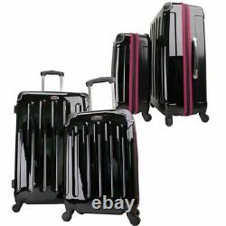 OPEN BOX Swiss Case 4W 2pc Suitcase Set Black / Purple