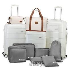 Oyway Luggage Sets, 3 Piece Suitcase Set Carry On Luggage 11 piece set White