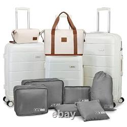 Oyway Luggage Sets, 3 Piece Suitcase Set Carry On Luggage 11 piece set White