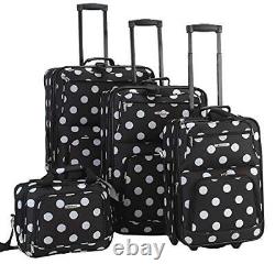 Polka Softside Upright Luggage Set, 4-Piece Set (14/19/24/28) Black Dot