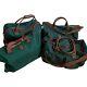 Polo Ralph Lauren 4 Piece Travel Bag Set Green Canvas Brown Trim Vintage 90s