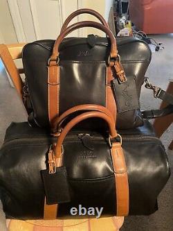 Pre owned RALPH LAUREN Large Leather Duffel Weekend Travel Bag/Briefcase Set