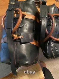 Pre owned RALPH LAUREN Large Leather Duffel Weekend Travel Bag/Briefcase Set