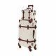 Premium Vintage Luggage Set 24 Inches Tsa Locks Wheel Suitcase With 12 Beige