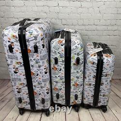 RARE Disney Mickey & Minnie Mouse Spinner Suitcase Set Hard Luggage 20 24 28