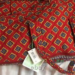 RARE RETIRED Vera Bradley 5 Piece Travel Set Villa Red Pattern Duffle, Garment