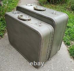 RARE Vintage Globester Hard Case Suitcase Luggage Retro Train Trunk 2 Piece Set