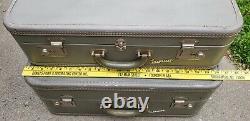 RARE Vintage Globester Hard Case Suitcase Luggage Retro Train Trunk 2 Piece Set