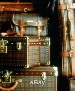 Ralph Lauren Travel Bag Set Purse Vanity Tartan Leather Brass Boite Flacon Plaid