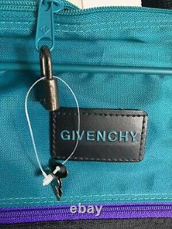 Rare Vintage Givenchy 3 Piece Luggage Teal Nylon Set Free US Shipping