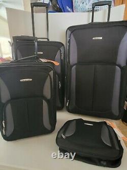 Rockland JOURNEY 4 Piece Softside Expandable Upright Luggage Set Black & Grey