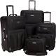 Rockland Journey Softside Upright Luggage Set, Black, 4-piece 14/19/24/28