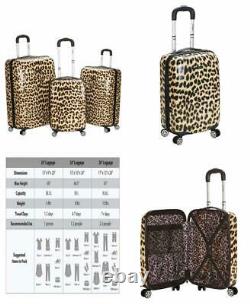Rockland Luggage 3 Piece Upright Set, Leopard, Medium Leopard