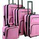 Rockland Luggage 4 Piece Skate Wheels F32 Pink Luggage Set New