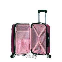 Rockland Luggage Set Hardside Spinner Magenta Modern Lightweight Durable 3-Piece