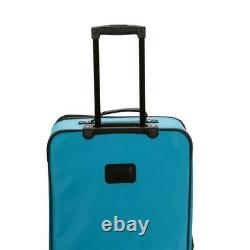 Rockland Luggage Set Polyester Carry-On Bag Softside 4-Wheel Turquoise (4-Piece)