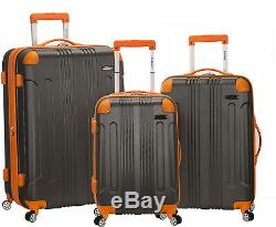 Rockland Sonic Charcoal Orange 3-Piece Hard Shell Luggage Set Spinner expandable