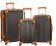 Rockland Sonic Charcoal Orange 3-piece Hard Shell Luggage Set Spinner Expandable