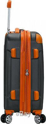 Rockland Sonic Charcoal Orange 3-Piece Hard Shell Luggage Set Spinner expandable