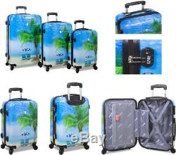 Rolite 3 Pcs Polycarbnate Hard Shell Suitcase / Travel Luggage Set Palm Tree