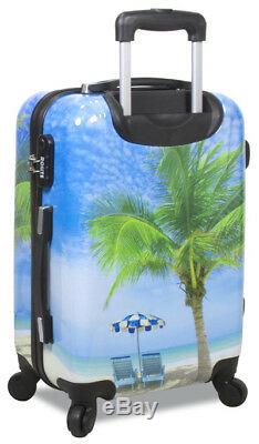 Rolite 3 Pcs Polycarbnate Hard Shell Suitcase / Travel Luggage Set Palm Tree