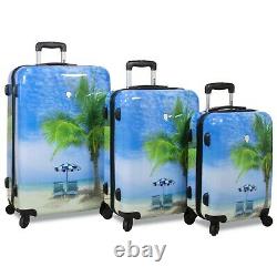 Rolite Palm Tree Hardside 3-Piece Spinner Luggage Set