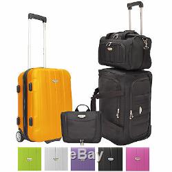 Rome 4pc Carry-on Hardside Roller Rolling Duffel Bag Amenity Kit Luggage Set