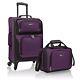 Rugged Fabric Expandable Carry-on Luggage Set Purple 4 Wheel