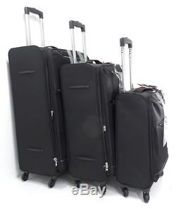 SET OF 3 SUITCASES LIGHTWEIGHT 4 WHEEL SUITCASE TROLLEY CASE TRAVEL LUGGAGE Blac