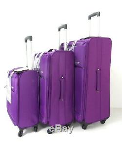 SET OF 3 SUITCASES LIGHTWEIGHT 4 WHEEL SUITCASE TROLLEY CASE TRAVEL LUGGAGE pur