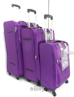 SET OF 3 SUITCASES LIGHTWEIGHT 4 WHEEL SUITCASE TROLLEY CASE TRAVEL LUGGAGE pur