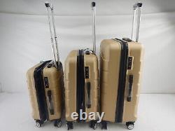 SHOWKOO Expandable Hardside Luggage Set, Double Wheels, Gold, 28/24/20