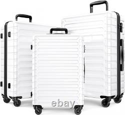 SHOWKOO Luggage Set Lightweight Clearance Expandable ABS Hardshell White