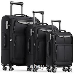 SHOWKOO Luggage Sets 3 Piece Softside Expandable Lightweight Durable Suitcase