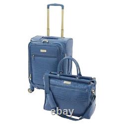 Samantha Brown 22 Croco Spinner & Dowel Bag Luggage Travel Set Bravo Blue