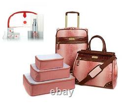 Samantha Brown Embossed Ombre 5-Piece Luggage Set DUSTY ROSE PINK & BONUS KIT